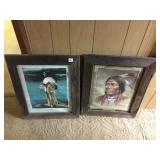 INDIAN PRINTS WOOD FRAME 24" X 20"