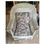 WHITE WICKER ARMCHAIR