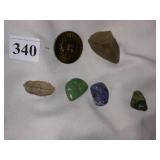 POLISHED AND RAW STONES AND SUN PIN