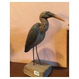 WOOD BIRD ON PERCH 17.5"