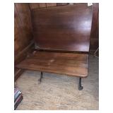 ANTIQUE CHILD SIZE SCHOOL DESK, CAST IRON AND