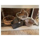 4 BASKETS, ONE WITH VERY UNIQUE CURVED BRANCH
