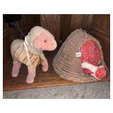 HEAVY STUFFED SHEEP AND WICKER DOMED WOVEN TEEPEE