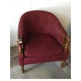 ARMCHAIR WOOD FRAME BURGUNDY UPHOLSTERY CLEAN