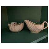 BELLEEK CREAMER AND SUGAR
