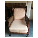 CANED AND UPHOLSTERED ARMCHAIR 40" H X 29" W X