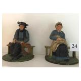 CAST IRON 4.75" H AMISH FIGURE BOOKENDS