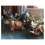 SILK FLOWER ARRANGEMENTS IN BASKETS