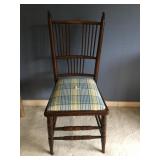 ANTIQUE CHAIR 36" H NEW UPHOLSTERY X 15" W X 15"