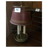 BRASS STENCILED SHADE LAMP 15" H