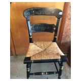 RUSH SEATED CHAIR STENCILED 33 H