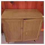 GREEN PAINTED STORAGE CABINET, 2 DOOR, 30 W 17.5