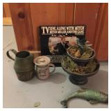 WREATH, MOO CREAM PITCHER, COY FISH, ETC.