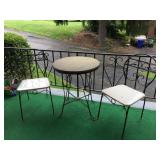 TABLE AND 2 CHAIRS WROUGHT IRON 24" ROUND AND 2