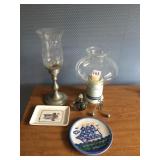 CANDLE STICK LAMP, PERFUME BOTTLE, M.A. HADLEY