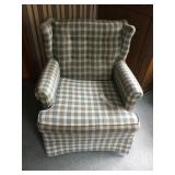 PLAID ARMCHAIR VERY CLEAN W/ ARM COVERS CREAM AND