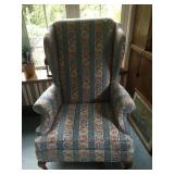WING CHAIR FLOWER DESIGN WOOD LEGS