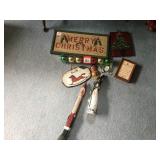 MERRY CHRISTMAS PLAQUE, ORNAMENTS, ETC.