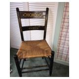RUSH SEAT STENCILED BACK CHAIR VERY GOOD