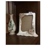 FLORENCE CERAMIC CALIF. PICTURE FRAME, LENOX VASE