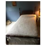 CARVED PINEAPPLE TWIN BED W/ MATTRESS AND BOX