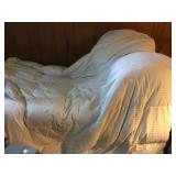 88" X 88" GOOSE DOWN COMFORTER AND BLUE AND WHITE