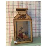 STENCILED GLASS FRONT LANTERN 16" X 9"