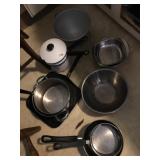 ASSORTED PANS POTS ETC.