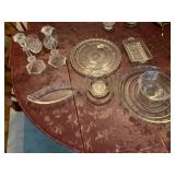 CANDLE STICKS, CHIP AND DIP PLATE, ETC.