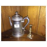 MANNING BOWMAN TEA POT, BRASS CANDLE STICK