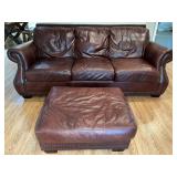 USA PREMIER LEATHER SOFA 88" L TACK DECORATION ON