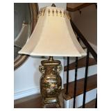 HAND PAINTED LAMP W/ TAN SHADE