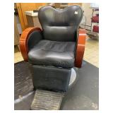 COLONIAL BARBER CHAIR - BLACK UPHL. WITH WOOD