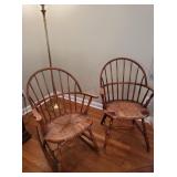 ANTIQUE WINDSOR CHAIR W/ RUSH SEAT & MATCHING