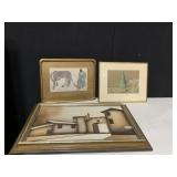 ORIENTAL SCENE SIGNED LR, PRINT W/ STEIN AND
