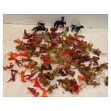 PLASTIC COWBOYS AND INDIANS, SOME MARKED MARX