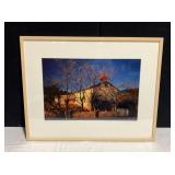 FRAMED AND MATTED PHOTOGRAPH OF A CHURCH SIGNED