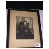 GERMAN MAN IN CARVED LIONHEAD CHAIR 13.5" H X 11"