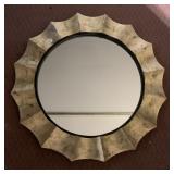 40" R WALL MIRROR WITH DECORATIVE FRAME, HOOKS ON