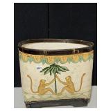 MONKEY BASKET HAND PAINTED