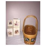 CANDY CANE DECORATED BASKET AND HALMARK ORNAMENTS
