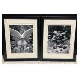 PAIR OF FRAMED AND DOUBLE MATTED GARGOYLE
