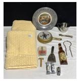 2 PLUSH BATH TOWELS, BICENTENNIAL PLATE, VINTAGE