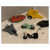 FISHER PRICE YELLOW CART, MATCHBOX MOTORCYCLE, GI