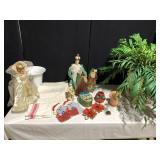 RELIGIOUS STATUES 17", POTTED FAUX FERN,