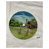 HAND PAINTED SAW BLADE SIGNED JAN PERDEW, 7"