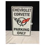 CHEVROLET CORVETTE PARKING ONLY METAL SIGN, 12X18