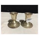 PAIR OF WEIGHTED STERLING CANDLE STICK HOLDERS,