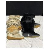 2 PAIRS OF TECHNICAL FUR/LEATHER BOOTS, SZ 38