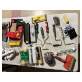 ASSORTED PAINTING SUPPLIES, ROLLERS, ROLLER